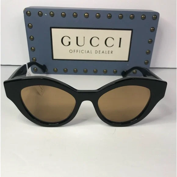 💯 Authentic GUCCI GG0957S 003 cat eye Gucci sunglass black frame brown lenses. - Picture 4 of 11